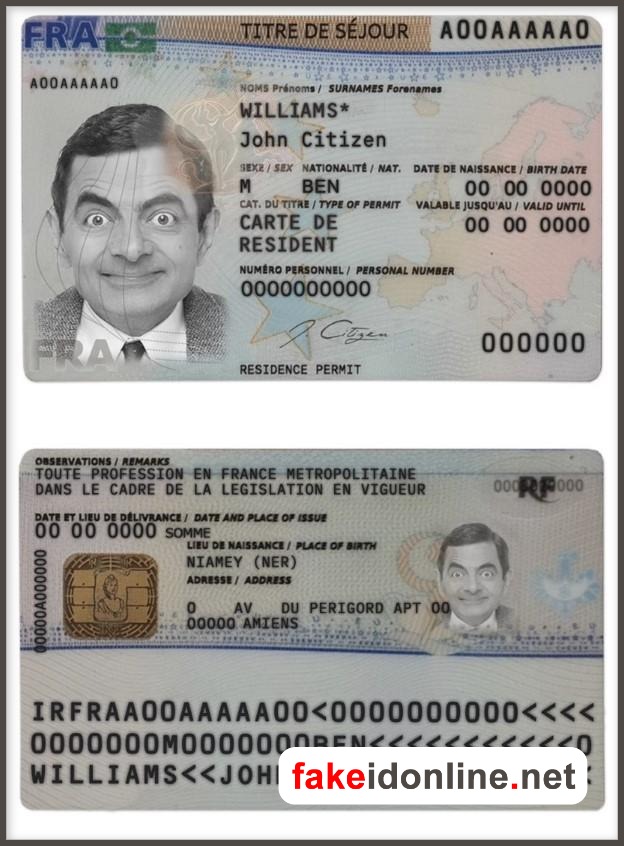 France New Residence Permit Card PSD Template